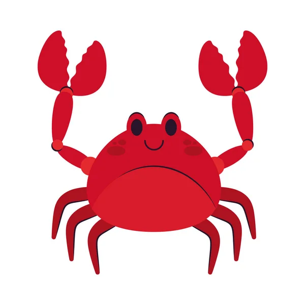 Schattig Krab Pictogram Witte Achtergrond — Stockvector