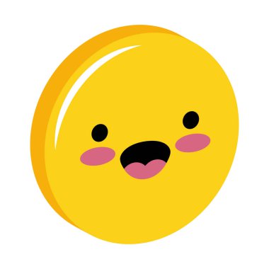 Beyaz arka planda sevimli mutlu emoji