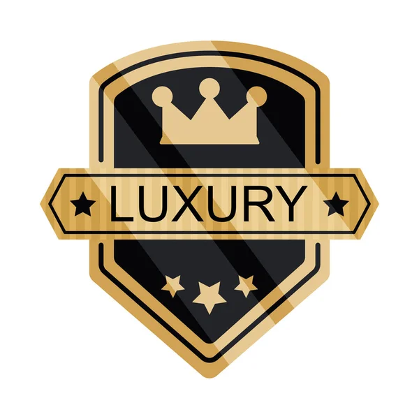 Emblema Luxo Com Coroa Estrelas — Vetor de Stock