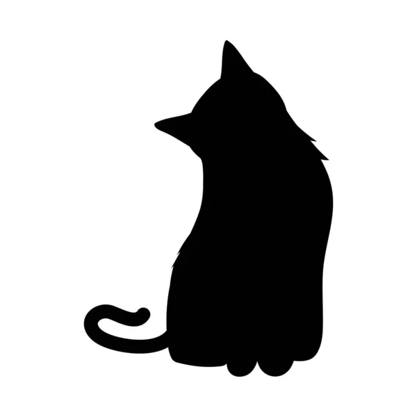 Silueta Gato Icono Sobre Fondo Blanco — Vector de stock