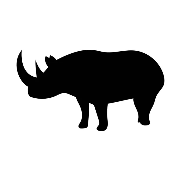Silueta Rinoceronte Sobre Fondo Blanco — Vector de stock