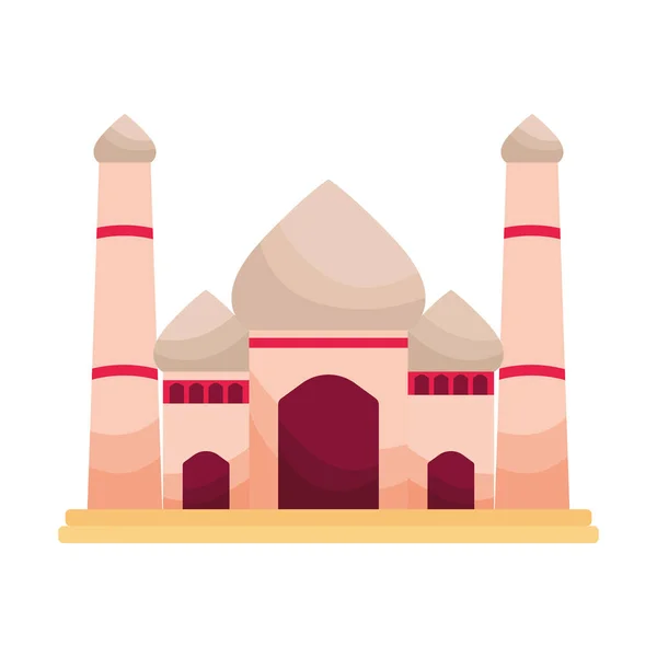 Taj Mahal Icono Sobre Fondo Blanco — Vector de stock