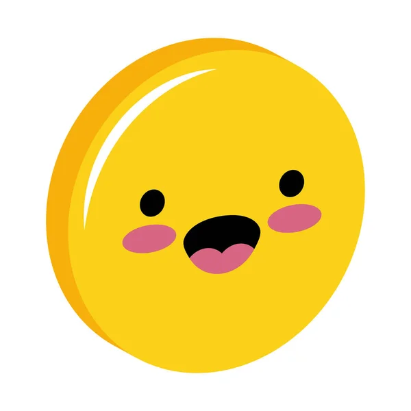 Roztomilý Šťastný Emoji Bílém Pozadí — Stockový vektor