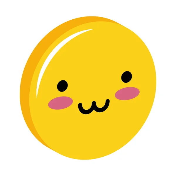 Cute Smiling Emoji Icon White Background — Stock Vector