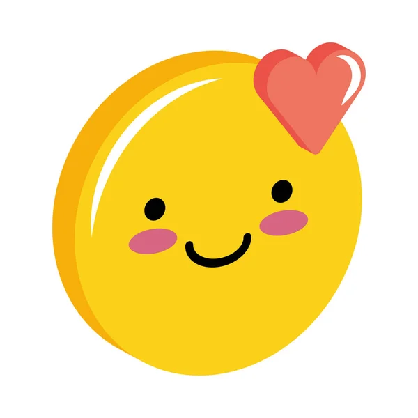 Carino Emoji Faccia Sfondo Bianco — Vettoriale Stock