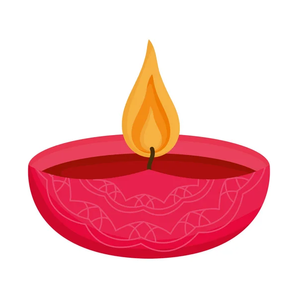 Ícone Vela Diwali Fundo Branco — Vetor de Stock