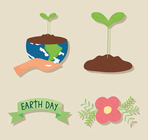 Earth Nature Icon Set — Stock Vector