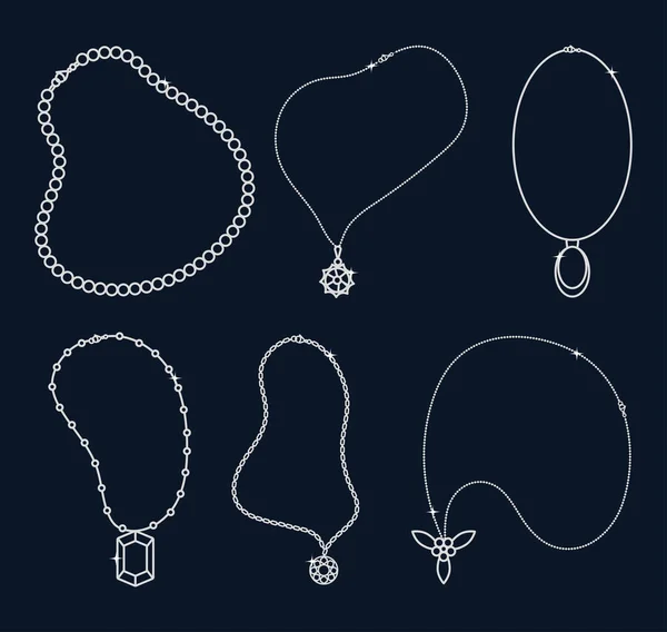 Necklaces Icon Set Blue Background — Stock Vector