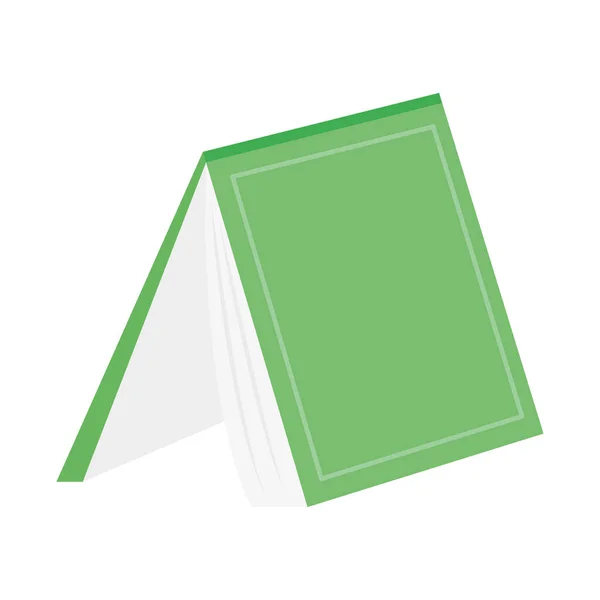 Open Book Green Cover White Background — Stockvektor
