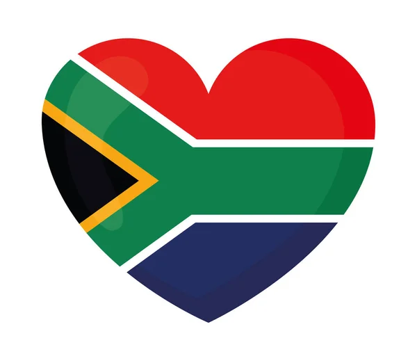 心形的南非国旗 — 图库矢量图片