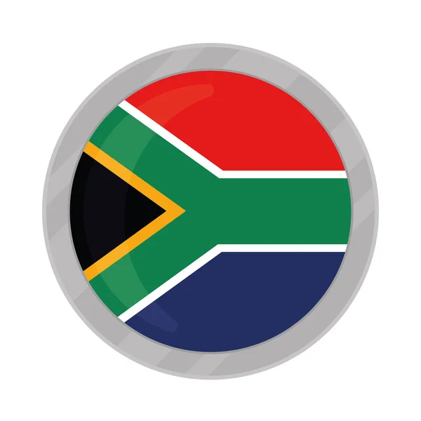 Botón Bandera Sudáfrica Sobre Fondo Blanco — Vector de stock