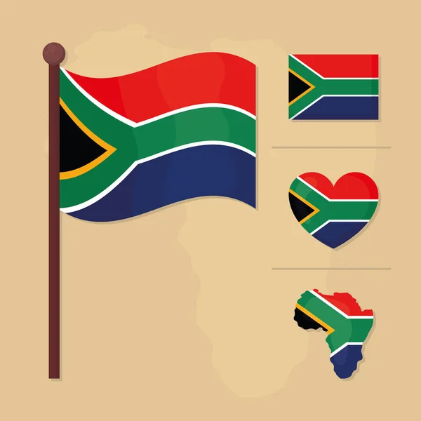 Flagi Południowoafrykańskie Zestaw Ikon — Wektor stockowy