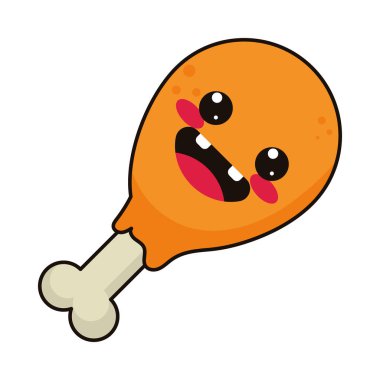 Beyaz arka planda kawaii tavuk budu.