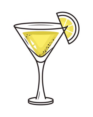 Beyaz üzerine limon martini kokteyli ikonu