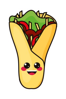 beyaz arkaplanda kawaii paket simgesi