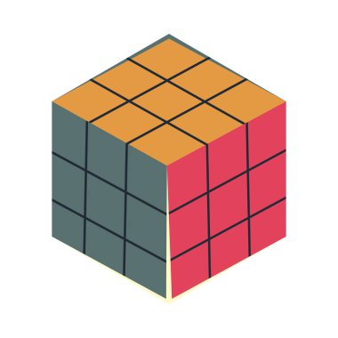 beyaz arkaplanda rubik küp simgesi