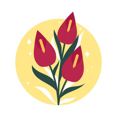 Beyaz arkaplanda anthurium çiçek simgesi