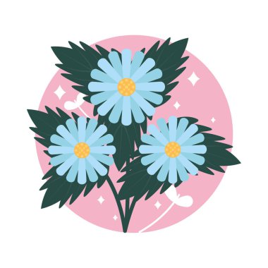 Beyaz arkaplanda mavi çiçek simgesi