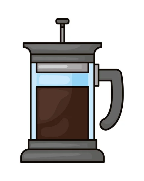 Coffee French Press White Background — Stock Vector