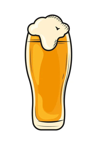 白い背景の上の泡とビールのグラス — ストックベクタ
