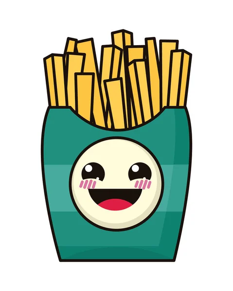 Kawaii French Fries White Background — Image vectorielle