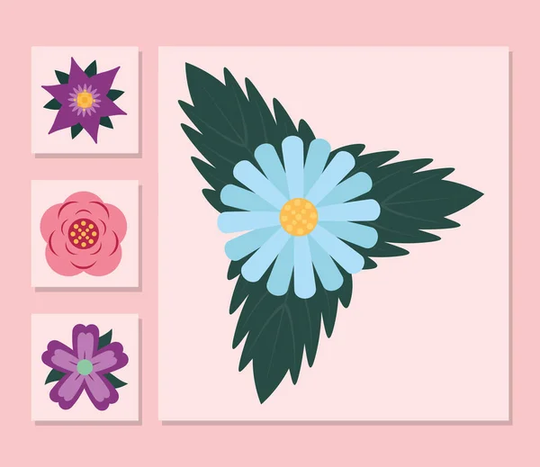 粉红色背景的花朵图标 — 图库矢量图片