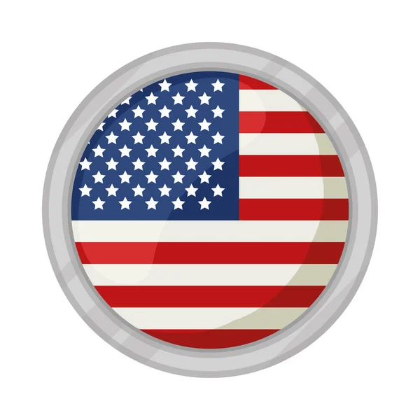 Usa Flag Button White Background — Stock Vector