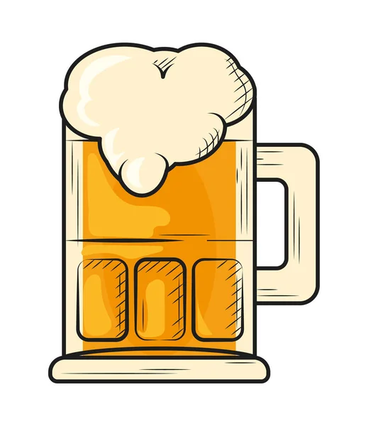 Caneca Cerveja Com Espuma Fundo Branco —  Vetores de Stock