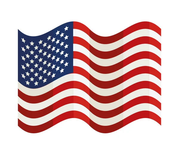 Usa Flag Waving White Background — Stock Vector