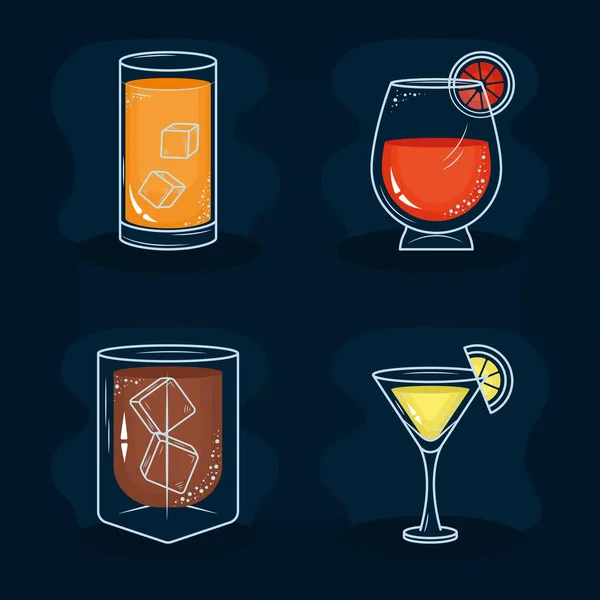 Cocktails Symbol Auf Blauem Hintergrund — Stockvektor
