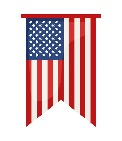 Usa Flag Ribbon White Background — Stock Vector