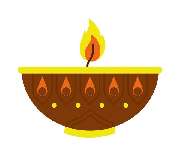 Diya Candle Icon White Background — Vector de stock