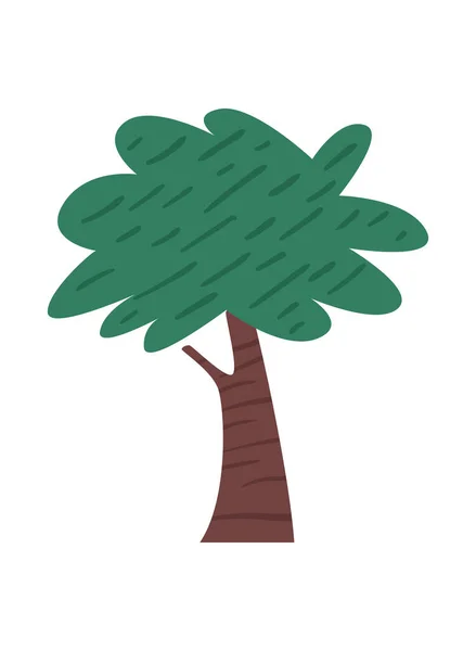 Flat Green Tree Illustration White — Stock vektor