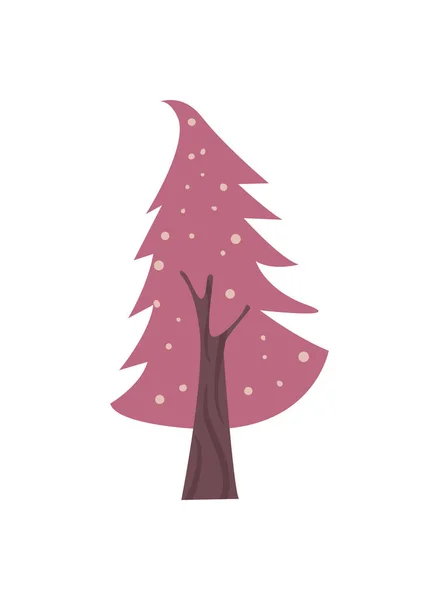 Flat Pink Leafy Tree White — Stockvektor