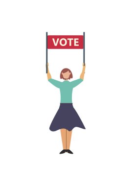 flat girl with vote cartel over white