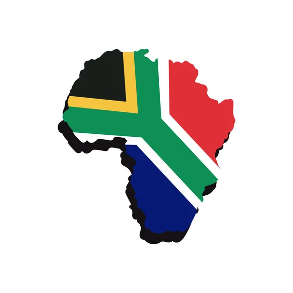 Płaska Mapa Afryki Flagą Nad Białym — Wektor stockowy
