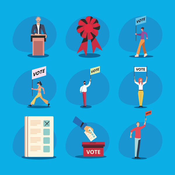 set of nine flat elections items