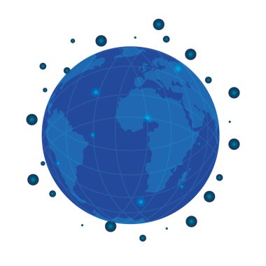 Mavi gezegen dünya beyazın üstünde