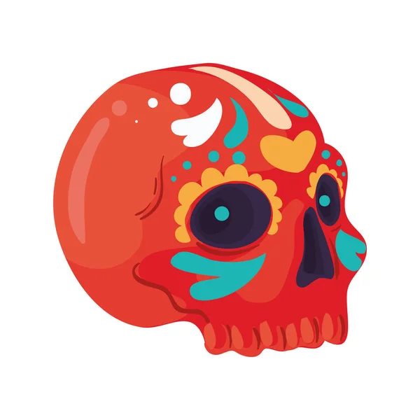 Mexican Colored Skull White — Stock Vector