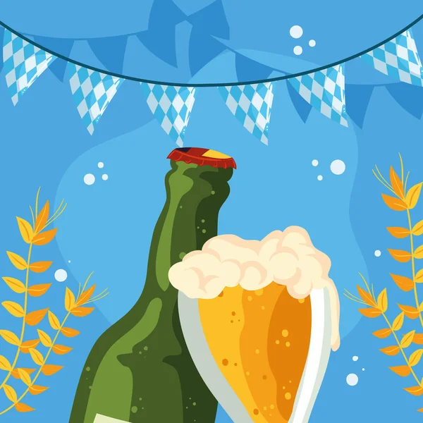 Poster Oktoberfest Beer Bottle — Stock Vector