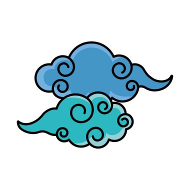 Beyaz üzerinde mavi Çin bulutları