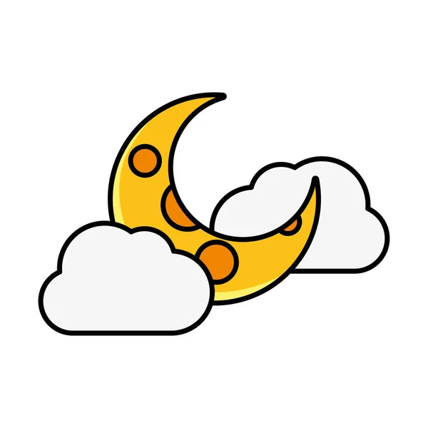 Yellow Moon Clouds White — 图库矢量图片