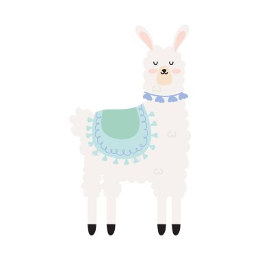 Kürklü lama vektörü beyaz üzerine