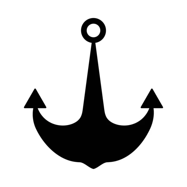 Black Anchor Icon White — Stockvektor