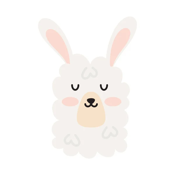 Llama Face Design White — ストックベクタ