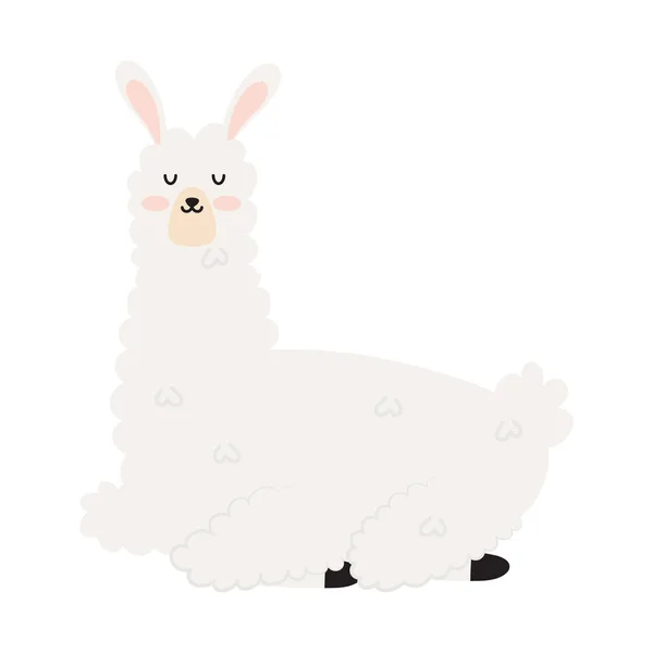 Sweet Furry Llama White — Stock vektor