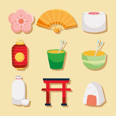 set of nine japanese items
