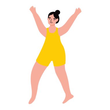 İç çamaşırında mutlu kadın imajı