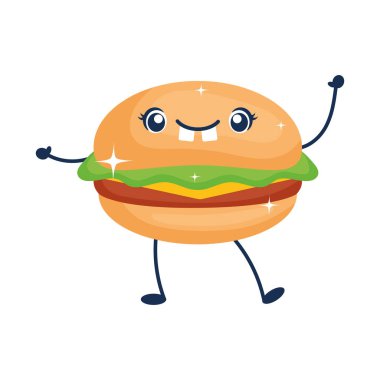 Beyaz yerine kawaii hamburger illüstrasyonu