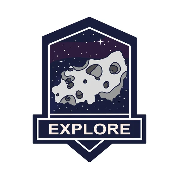 Space Badge Design Asteroid — Archivo Imágenes Vectoriales